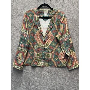 Caldwell Creek Tapestry Jacket L Southwestern Aztec Western Retro bohemian chic‎